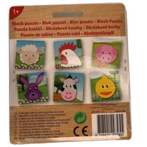 Block puzzle Boerderijdieren - Schaap - 9 blokken hout – productfoto 2